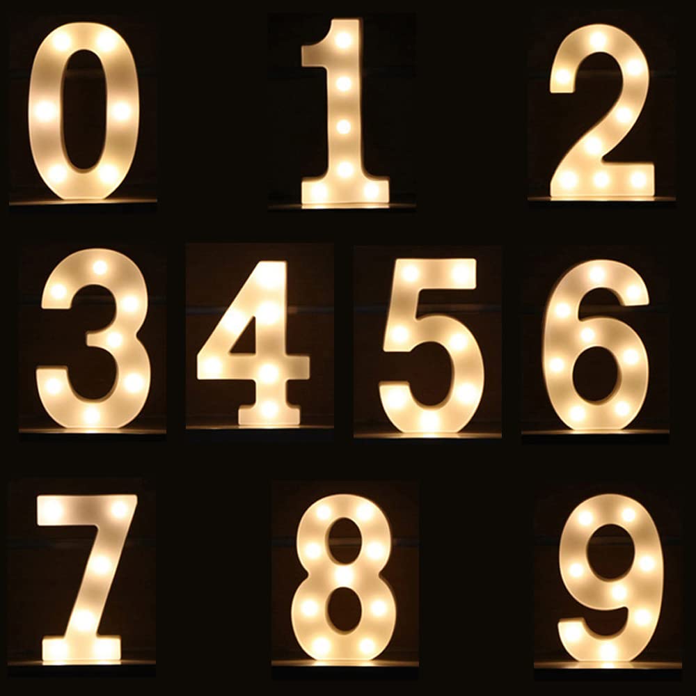 Guijiyi Number Light Sign Marquee Number Light Up Marquee 0-9 Digits Lights Sign for Night Light Standing for Home Party Bar Wedding Festival Birthday Decorations Xmas Gifts Decoration (1) 1