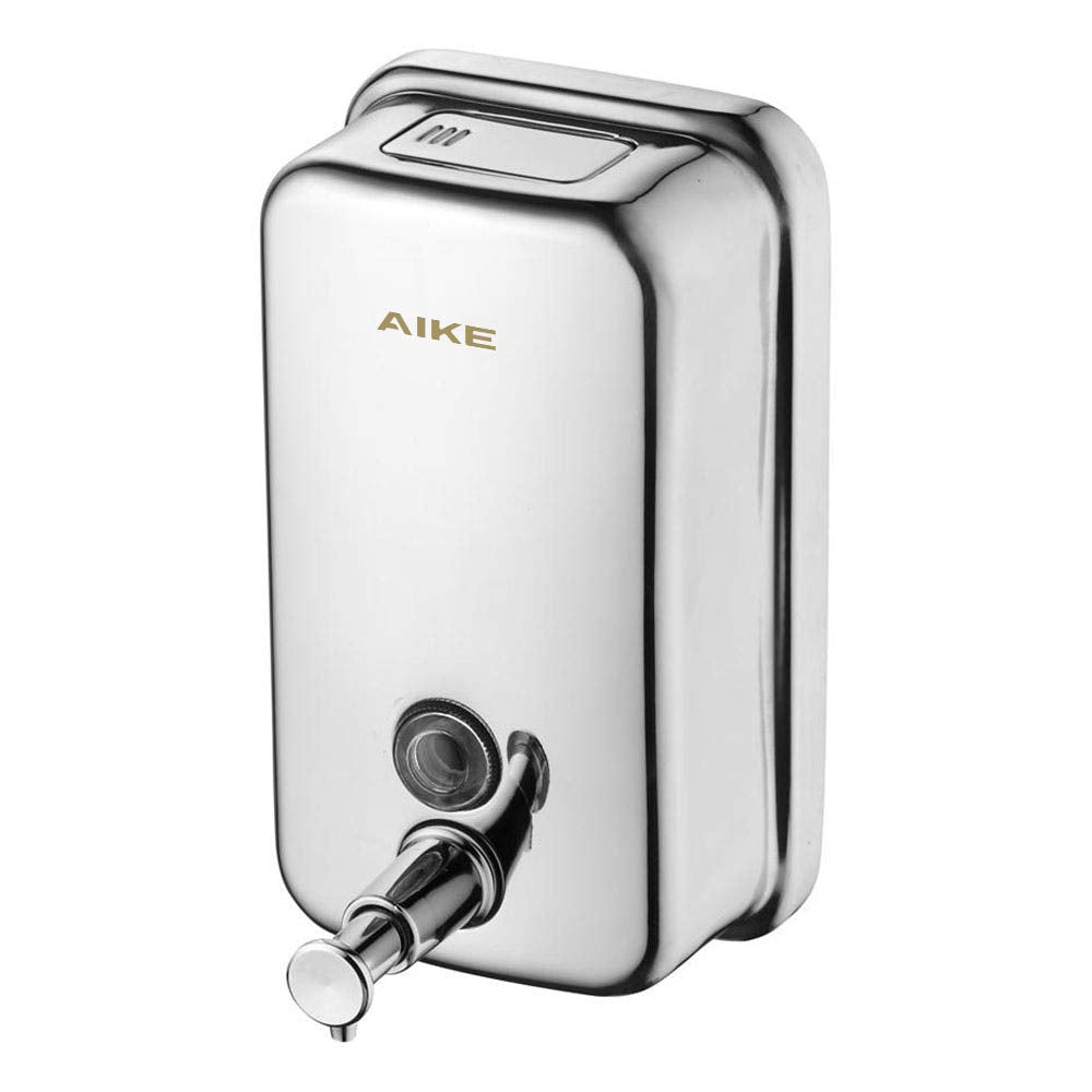 AIKE AK1001 Wall Mounted Soap Dispenser Manual Pump, 17 oz/500ml Stainless Steel Commercial Soap Dispenser Polished 17fl.oz/500ml