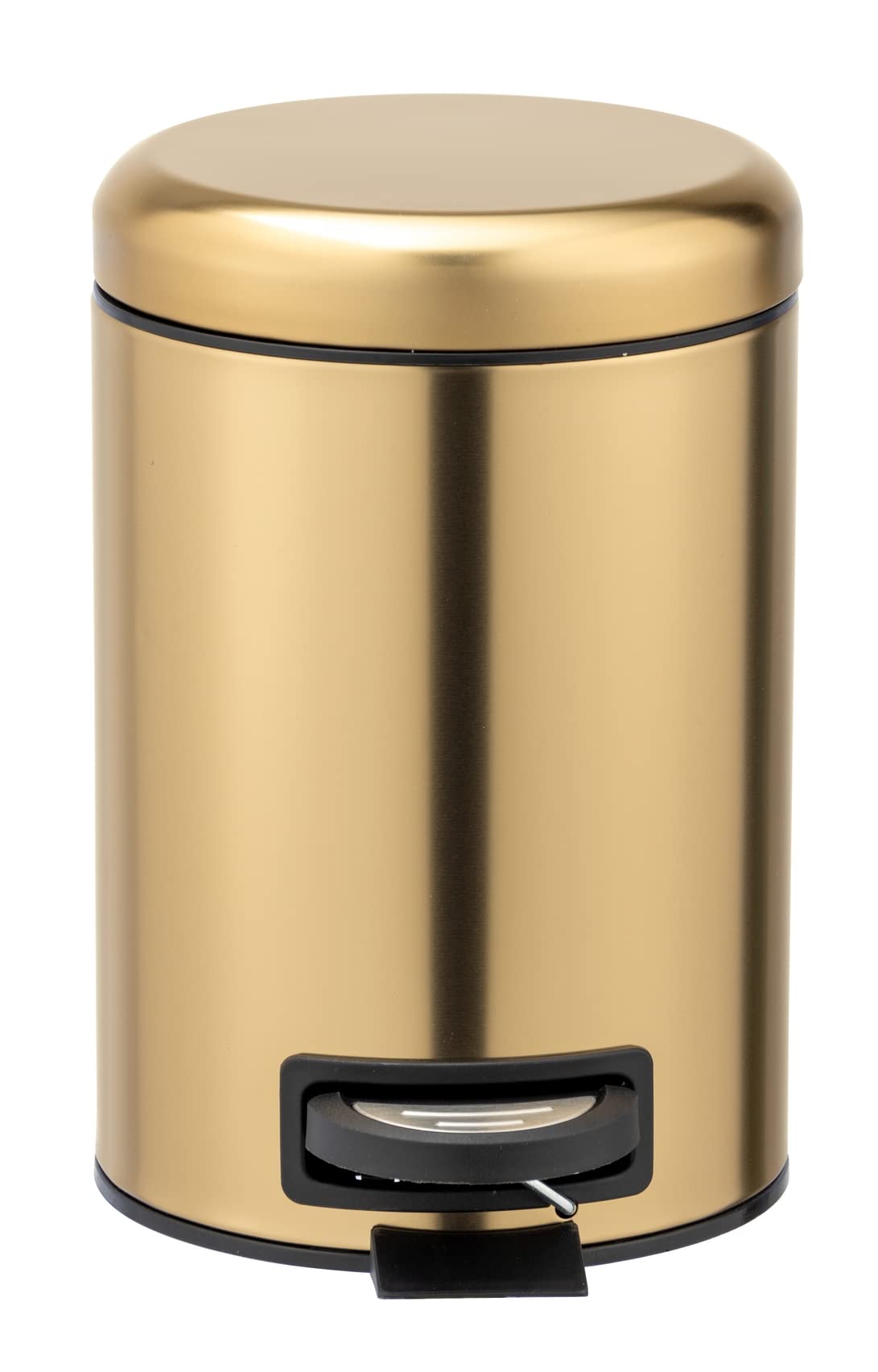 Wenko Leman Cosmetic Pedal Bin Matte Gold 3 L – Cosmetic Bin, Rubbish Bin with Anti-Fingerprint, Capacity: 3 litres, stainless steel, 17 x 25 x 22.5 cm, gold Gold/Black