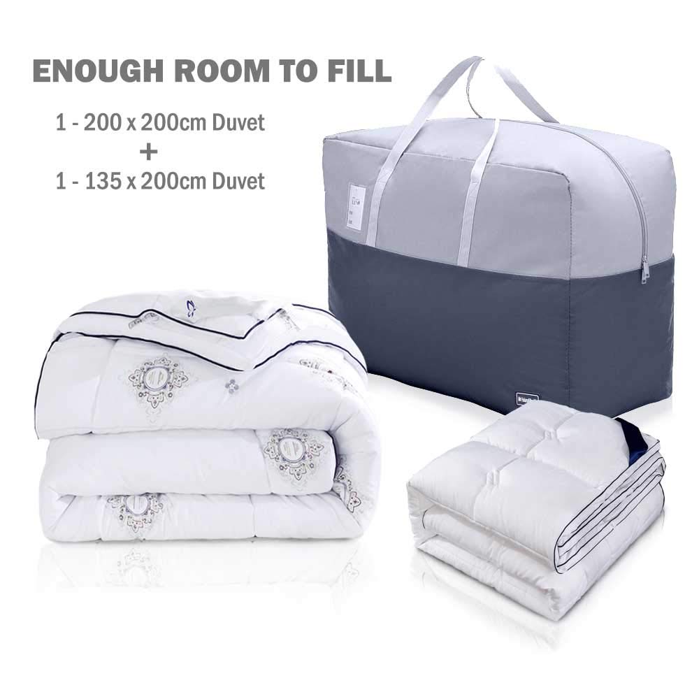 75L Clothes Storage Bags with Zips, 4 PCS Oxford Cloth Duvet Storage Bag King Size, laundry bags, Breathable Underbed Storage Bags for Quilt, Blankets, Bedding, Sturdy Large Storage Bags, No-Smell 75L*4PCS Dark/Light Gray