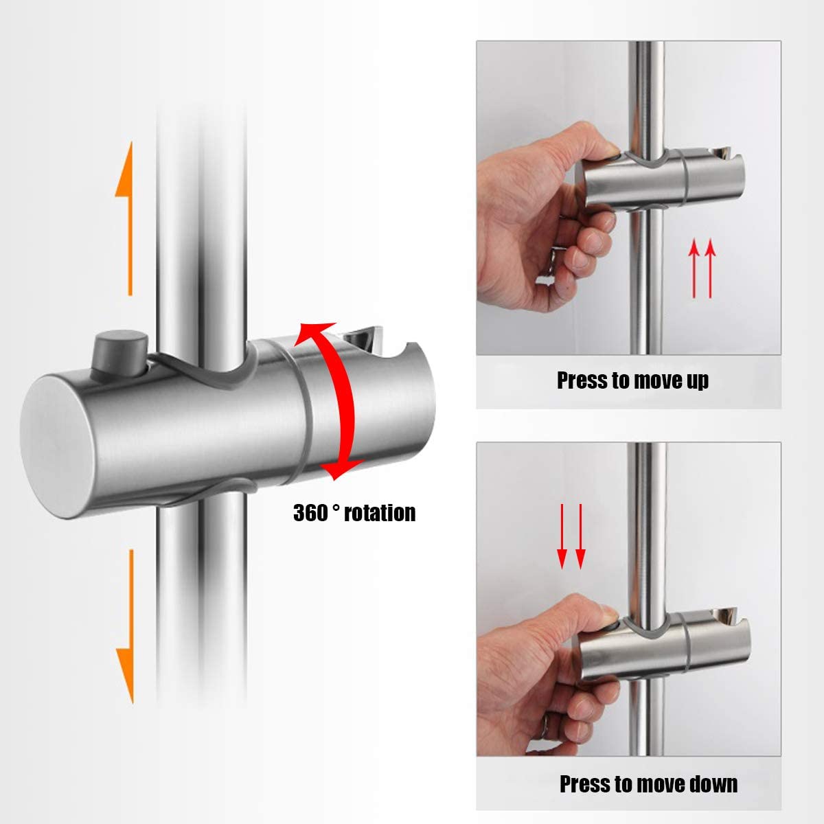 Drenky Shower Riser Rail, Shower Slider Rail 304 Stainless Steel Shower Rail with Adjustable Shower Holder Bracket Shower Slide Bar, Polished Stainless Surface 660mm Total Height [Energy Class A++] 660 mm