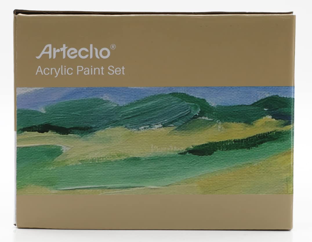 Artecho Acrylic Paint Acrylic Paint Set for Art, 24 Colors 2 Ounce/59ml Basic Acrylic Paint Supplies for Wood, Fabric, Crafts, Canvas, Leather&Stone 24 colours