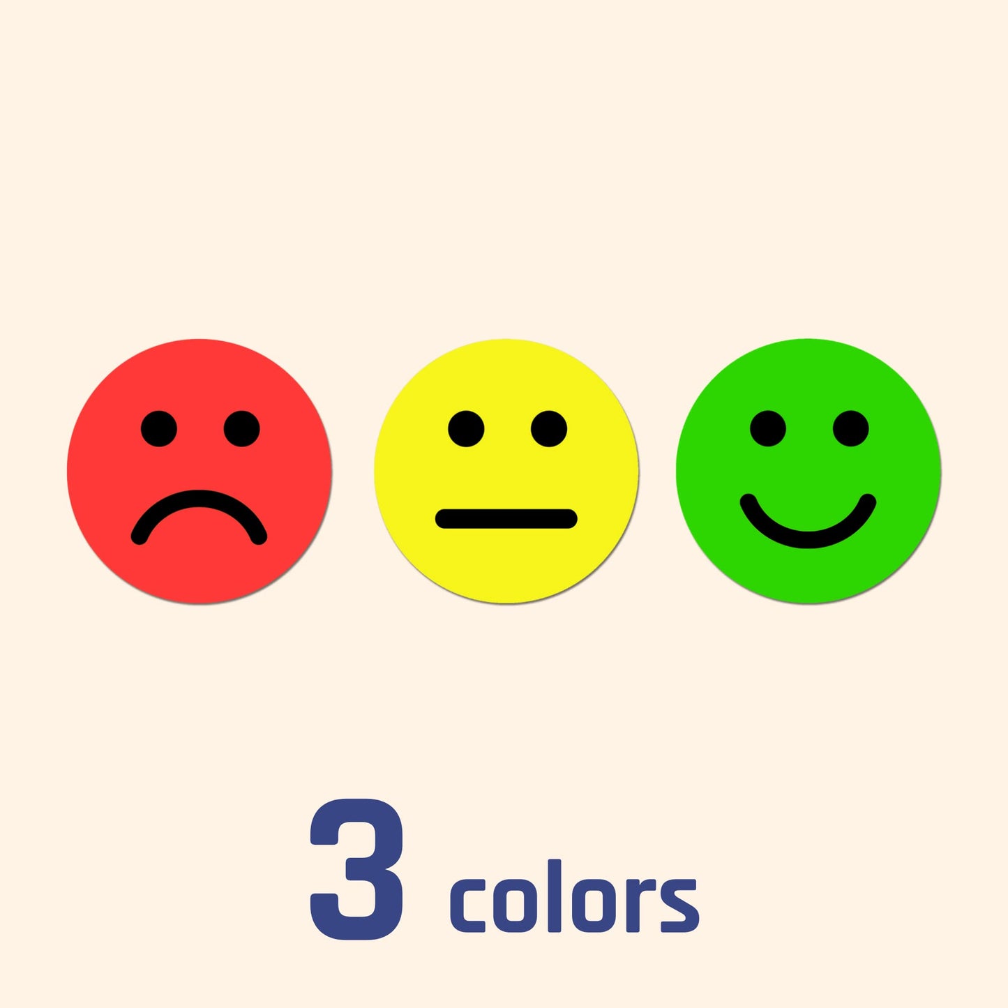 2.5cm Happy/Sad Smiling Face Stickers - Red/Yellow/Green, Pack of 1200