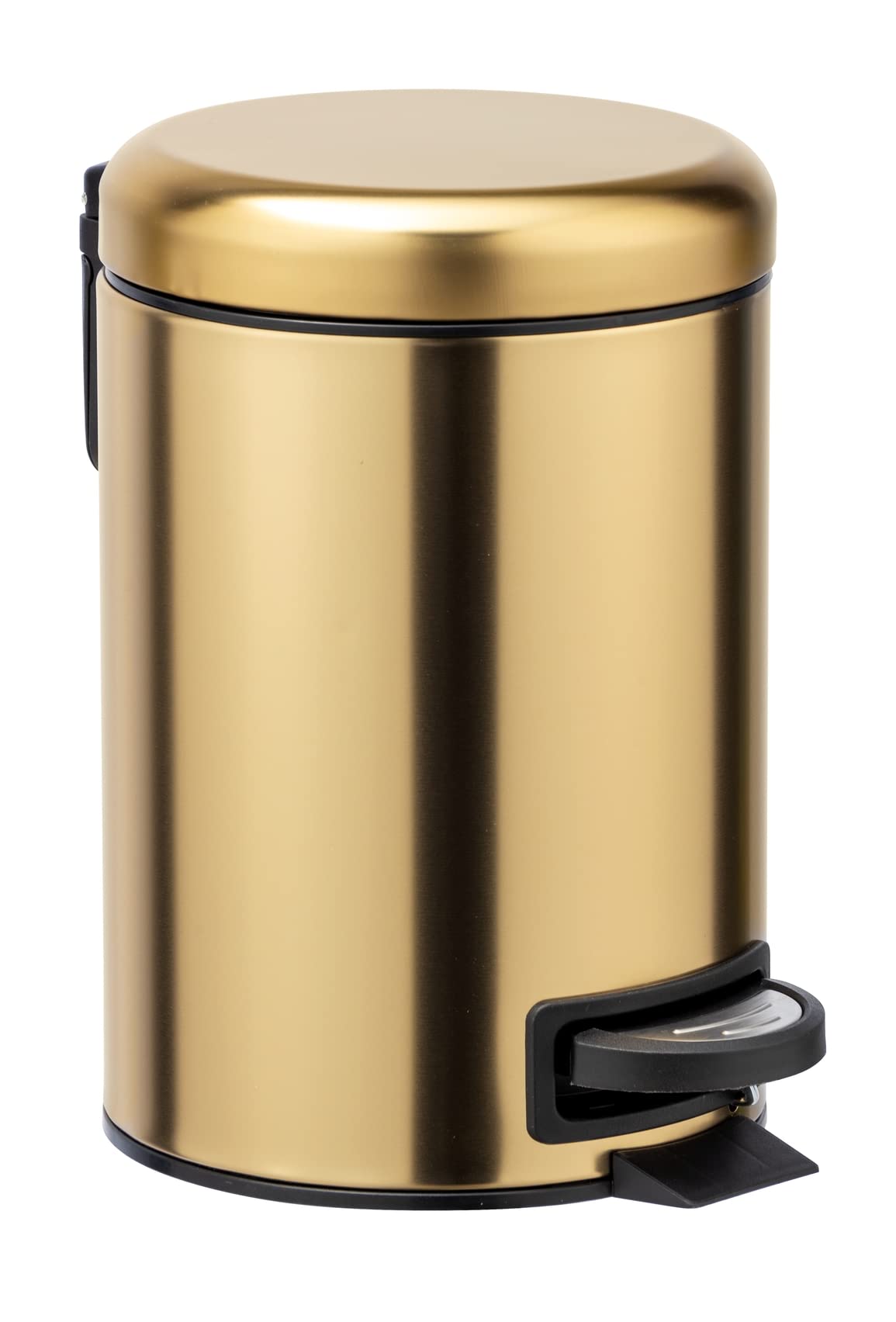 Wenko Leman Cosmetic Pedal Bin Matte Gold 3 L – Cosmetic Bin, Rubbish Bin with Anti-Fingerprint, Capacity: 3 litres, stainless steel, 17 x 25 x 22.5 cm, gold Gold/Black