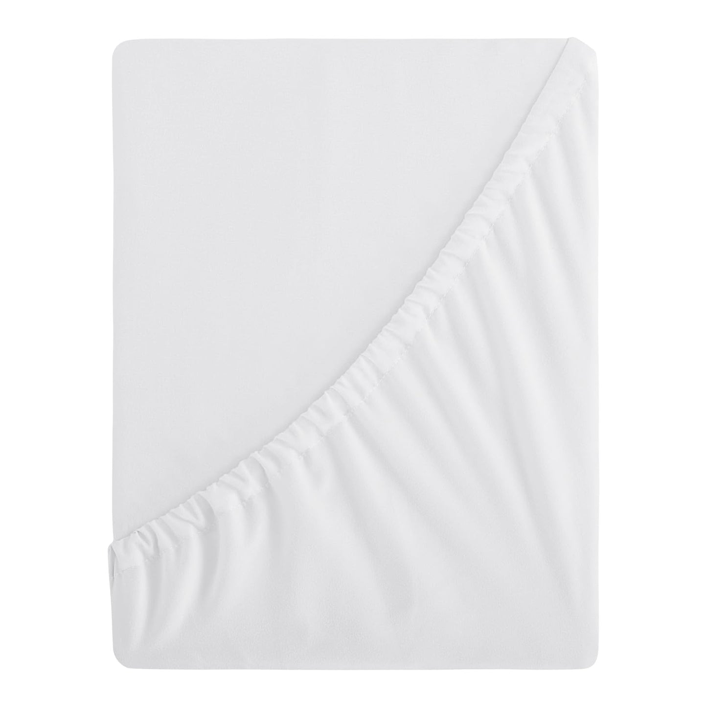 Aisbo Double Fitted Sheet White - Extra Deep Pocket Bed Sheet 16 inch 40 cm - Microfiber Bottom Sheet, 135x190cm