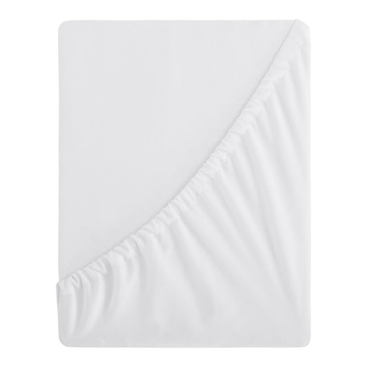 Aisbo Double Fitted Sheet White - Extra Deep Pocket Bed Sheet 16 inch 40 cm - Microfiber Bottom Sheet, 135x190cm