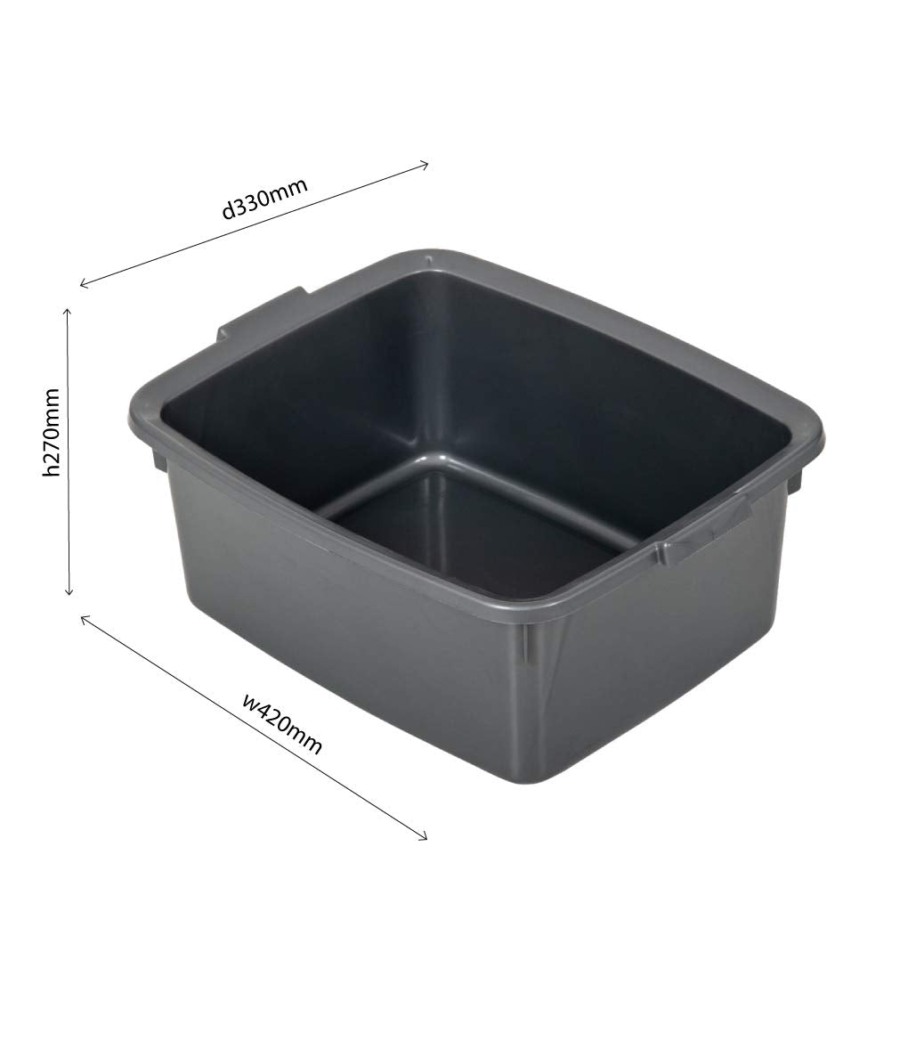 Addis 502813 Plastic Butler Large Rectangular Bowl, Metallic Silver, 12.5 Litre Single