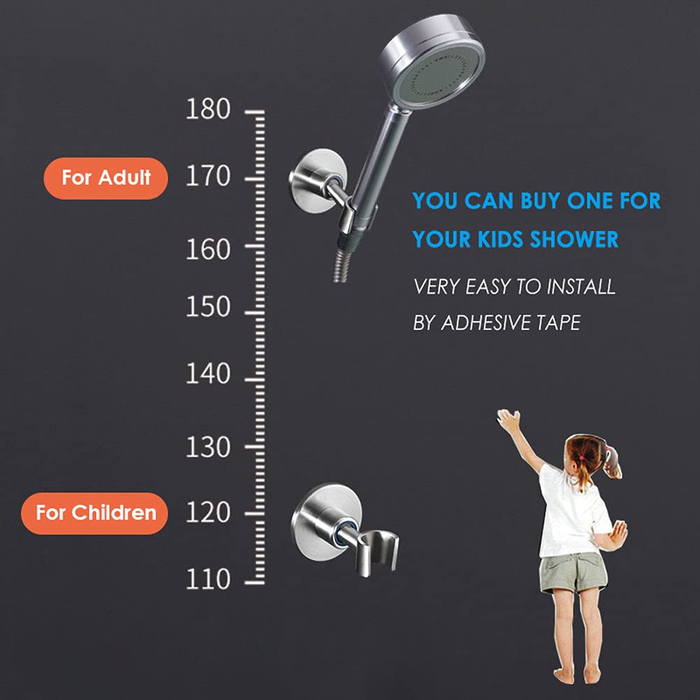 simpletome Shower Head Holder Adhesive Adjustable Bracket Wall Mount SUS304 Stainless Steel (Silver) Silver