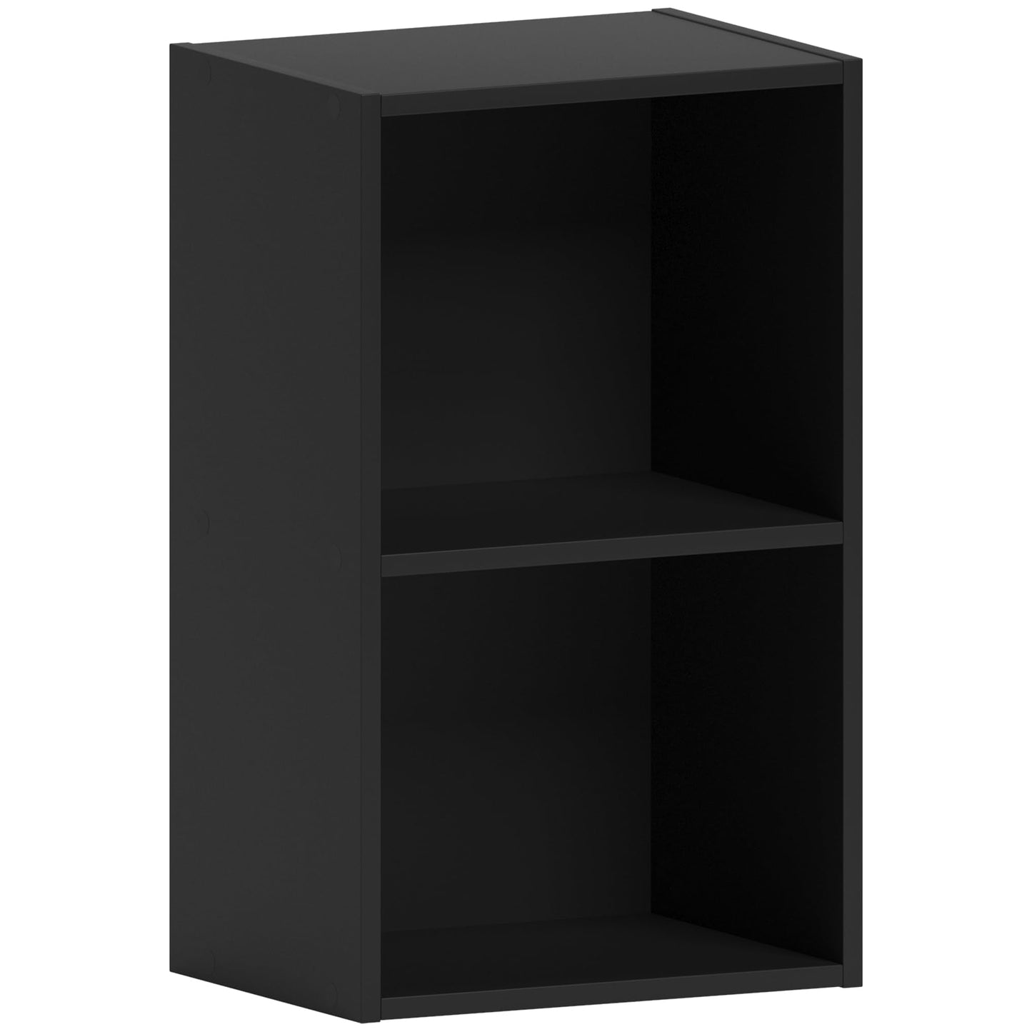 Vida Designs Oxford 2 Tier Cube Bookcase, Black Wooden Shelving Display Storage Unit Office Living Room Furniture