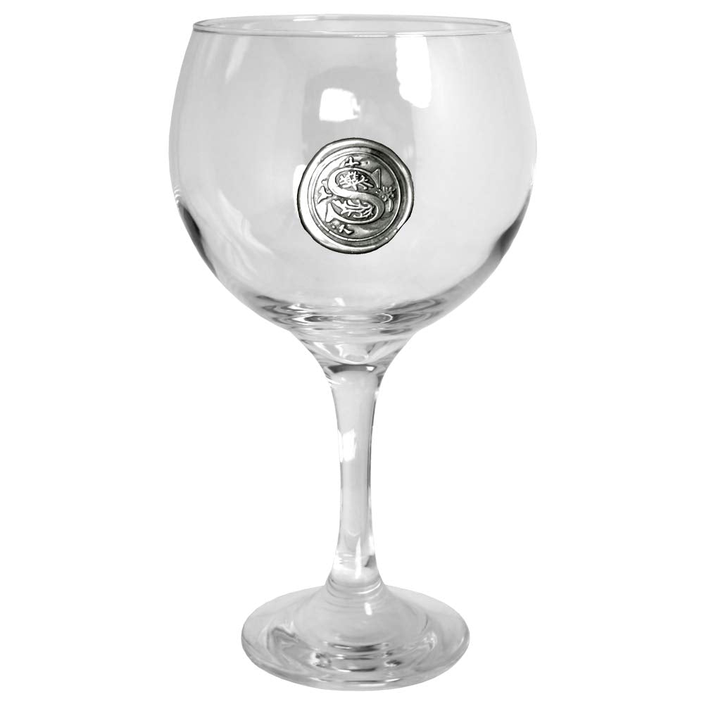 English Pewter Company Personalised Gin Glass with Your Choice of Initial - Unique Gift for Men or Women, Birthdays, Anniversaries (S) [MON319] S