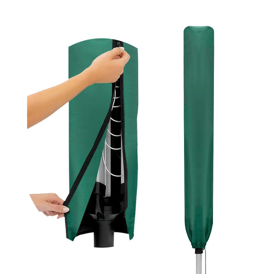 Flatro Rotary Washing Line Cover Waterproof - Universal Fit with Zip and Drawstring to Tighten - Weather Resistant and Great Protection Parasol Cover for Garden Dryer and Airer (Green) Green