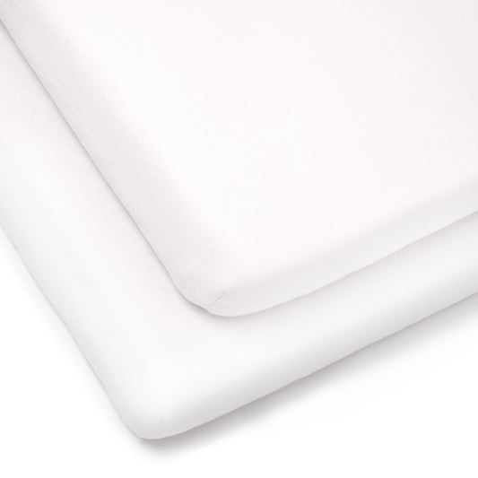 Clair de Lune Cot Bed Fitted Sheet 2 Pack 100% Cotton Jersey Sheets 70 x 140 cm White