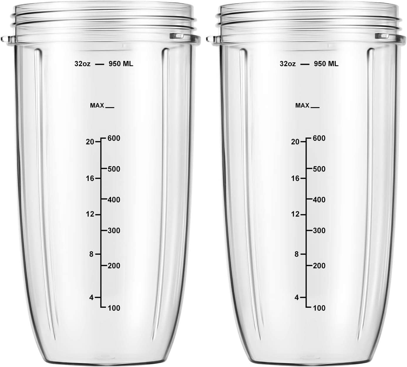 Replacement Parts 32oz Blender Cups (2 Packs) Replacement Blender Cups Compatible with NutriBullet 600w and 900w Blender 32 OZ