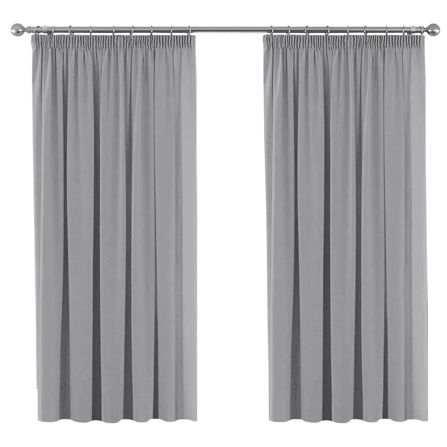 Solid Grey Blackout Curtains Thermal Insulated Pencil Pleated Window Drapes for Bedroom Energy Saving Noise Reducing for Living Room with Two Free Tiebacks - Grey, 66" W x 54" D, Set of 2 pieces 2 x W66'' x D54'' Gray