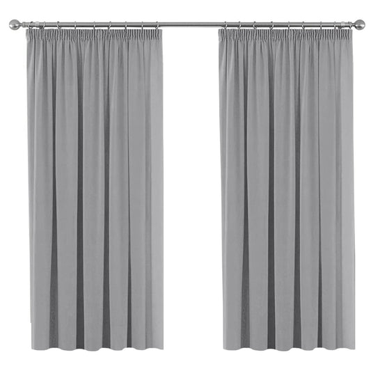 Solid Grey Blackout Curtains Thermal Insulated Pencil Pleated Window Drapes for Bedroom Energy Saving Noise Reducing for Living Room with Two Free Tiebacks - Grey, 66" W x 54" D, Set of 2 pieces 2 x W66'' x D54'' Gray