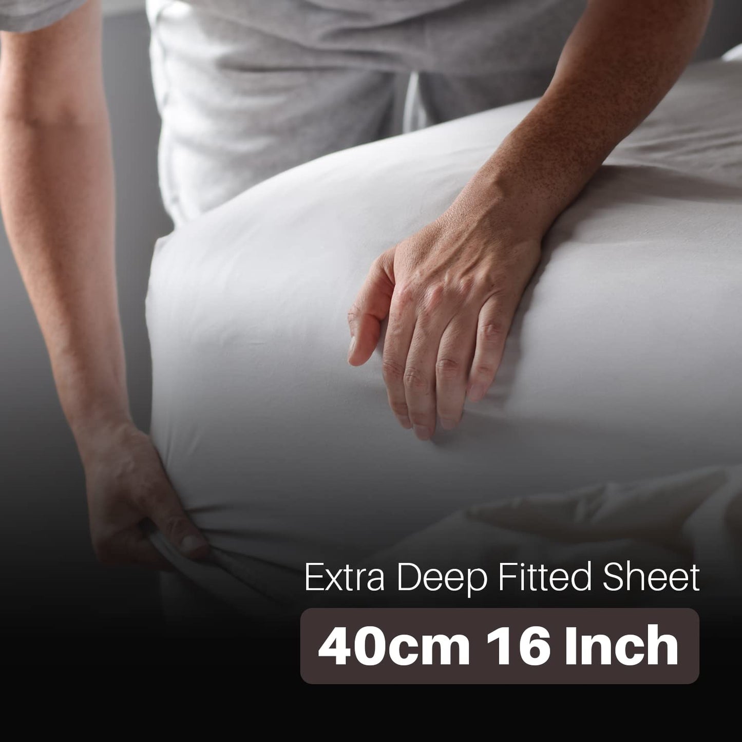 Extra Deep Fitted Sheet 40cm 16 Inch - Non Iron Easy Care Soft Brushed Microfibre Fabric Shrinkage and Fade Resistant, King - White