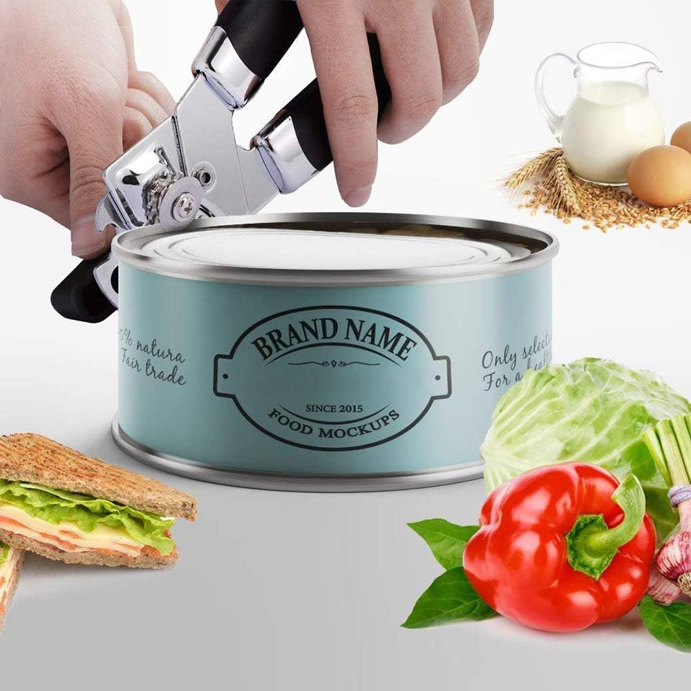 Tin Openers Can Opener 3-in-1 Stainless Steel Manual Tin Openers with Non-Slip Handle Can Openers Perfect Kitchen Tool Black