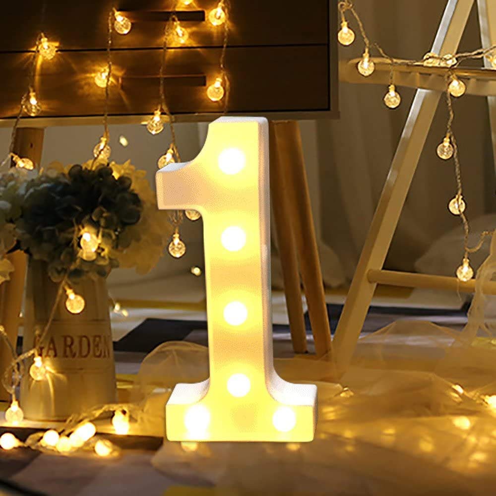 Guijiyi Number Light Sign Marquee Number Light Up Marquee 0-9 Digits Lights Sign for Night Light Standing for Home Party Bar Wedding Festival Birthday Decorations Xmas Gifts Decoration (1) 1