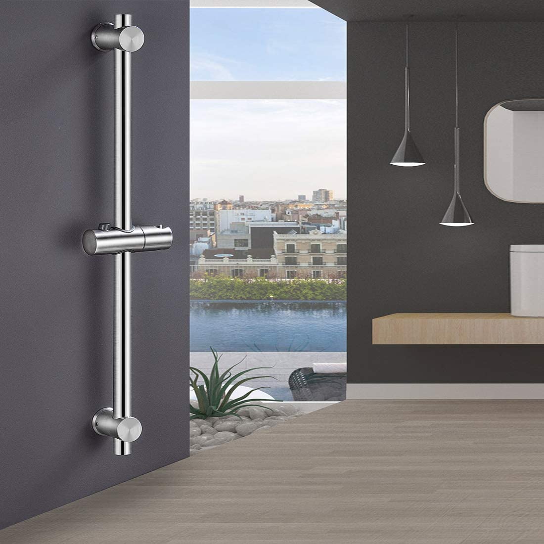 Drenky Shower Riser Rail, Shower Slider Rail 304 Stainless Steel Shower Rail with Adjustable Shower Holder Bracket Shower Slide Bar, Polished Stainless Surface 660mm Total Height [Energy Class A++] 660 mm