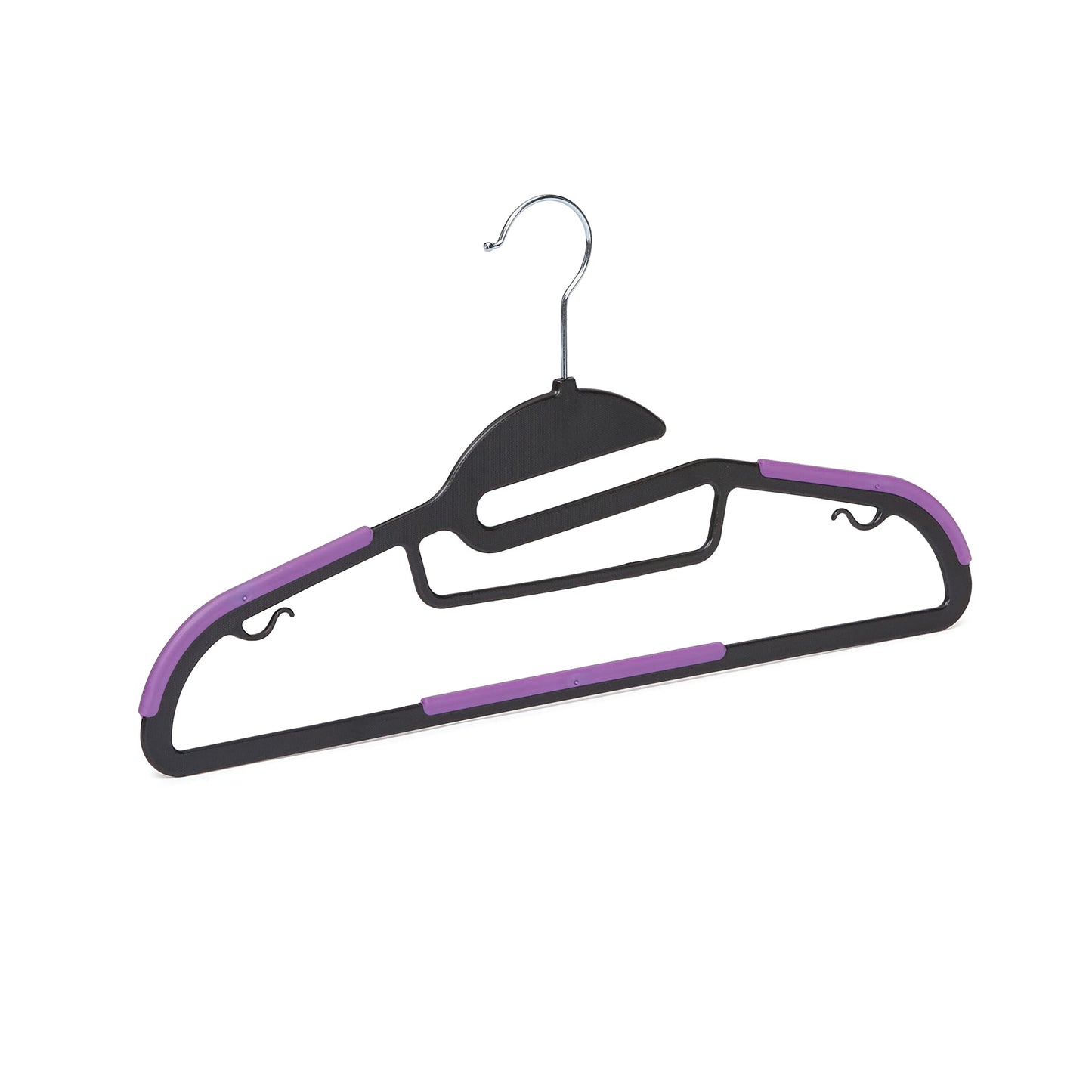 Amazon Basics Rubber Coated Plastic Hangers – Black/Purple, Pack of 30 30-Pack