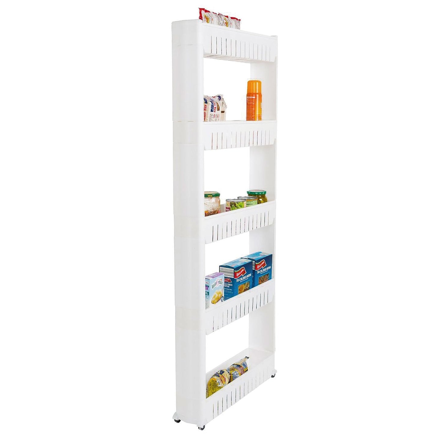 Taylor & Brown 5-Tier Slim Slide Out Kitchen Trolley, Storage Shelf, Moving Wall Cabinets Tower Holder Rack on Wheels, Rolling Storage Unit Cart for Kitchen/Laundry/Bathroom 5 Tier