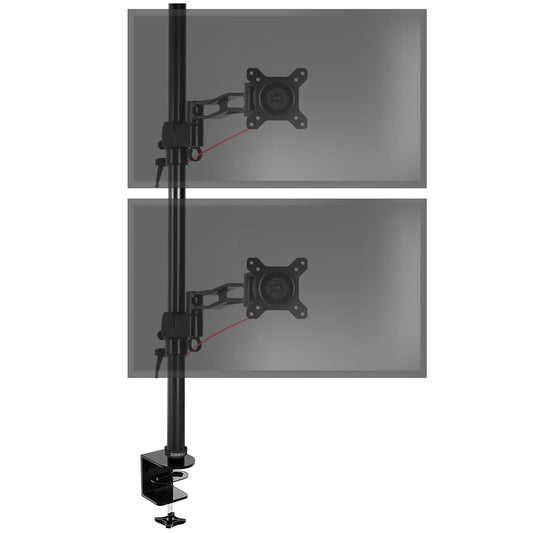 Duronic Dual Screen Monitor Stand DM35V2X2 | Double/Twin PC Desk Mount | Aluminium | For Two 13-27 Inch LED LCD Screens | VESA 75/100 | 8kg Per Screen | Tilt -15°/+15°,Swivel 180°,Rotate 360° DM35V2 Dual Vertical