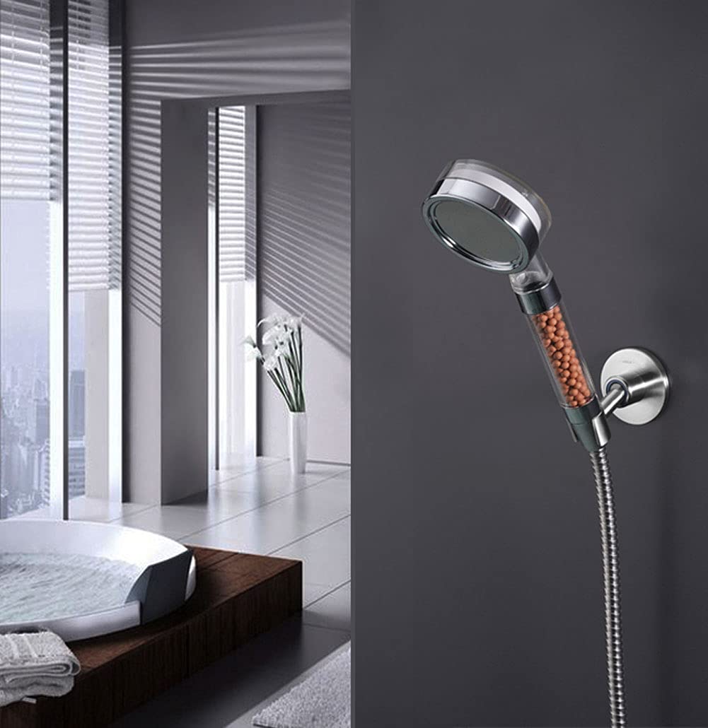 simpletome Shower Head Holder Adhesive Adjustable Bracket Wall Mount SUS304 Stainless Steel (Silver) Silver