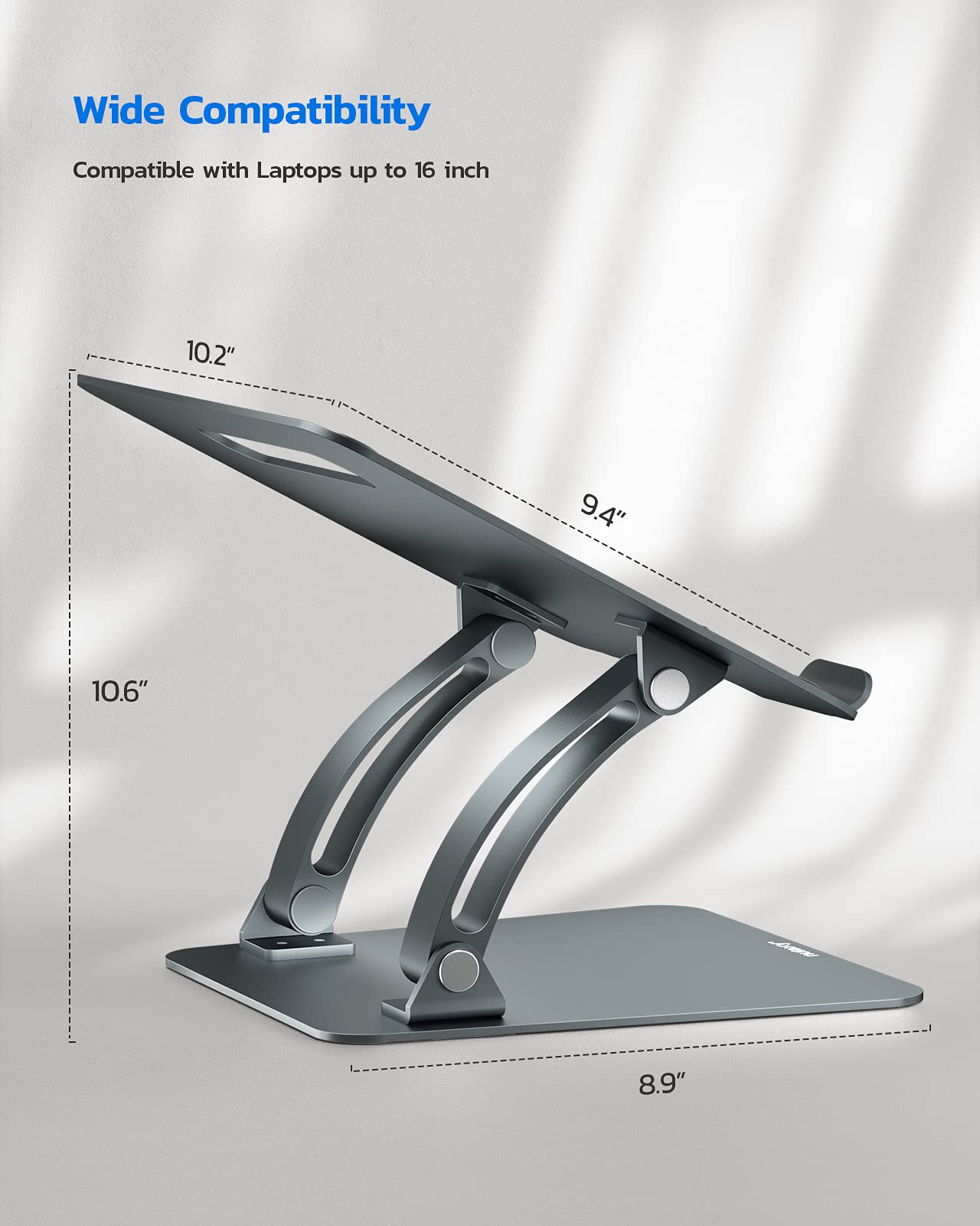 NULAXY Laptop Stand, Ergonomic Height Angle Adjustable Laptop Riser Holder Compatible with MacBook, Air, Pro, Dell XPS, Samsung All Laptops 10-17", Supports Up to 22 Lbs-Space (Grey) B-Grey