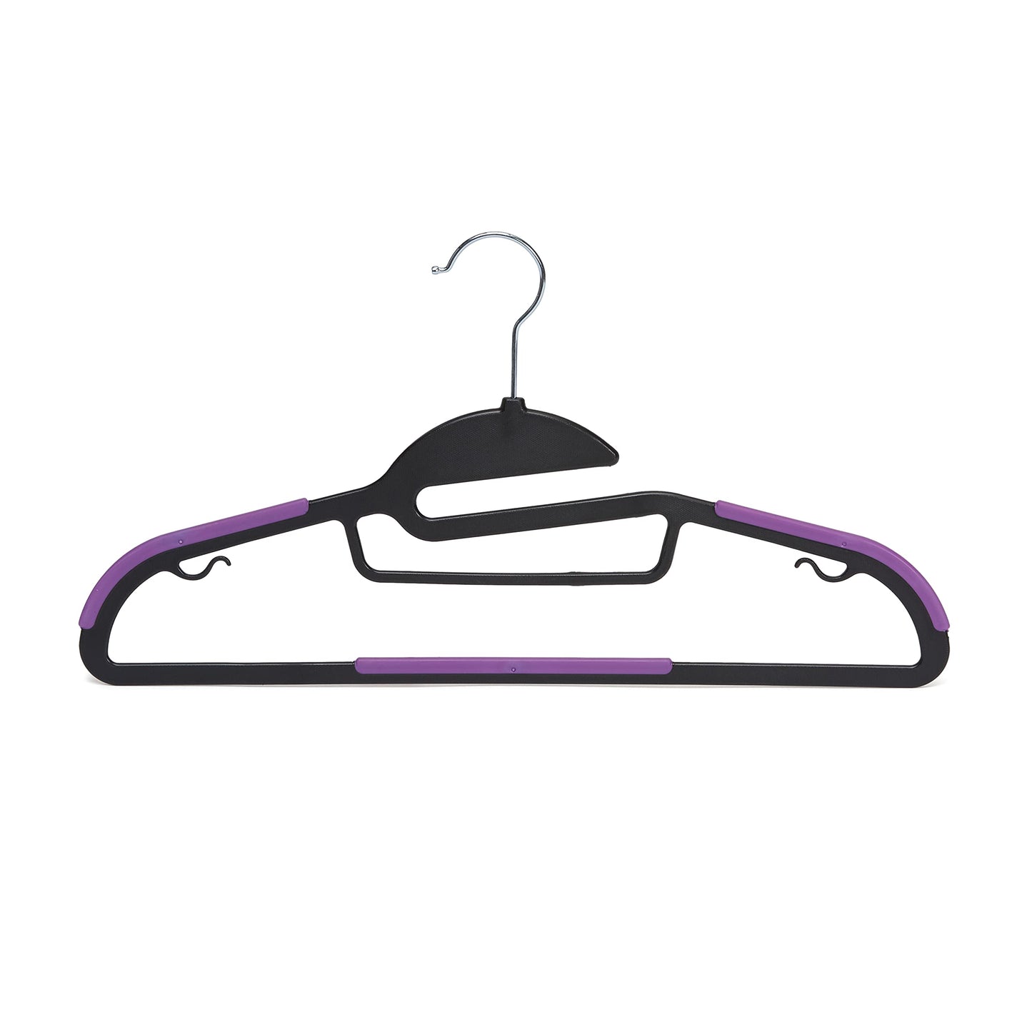 Amazon Basics Rubber Coated Plastic Hangers – Black/Purple, Pack of 30 30-Pack