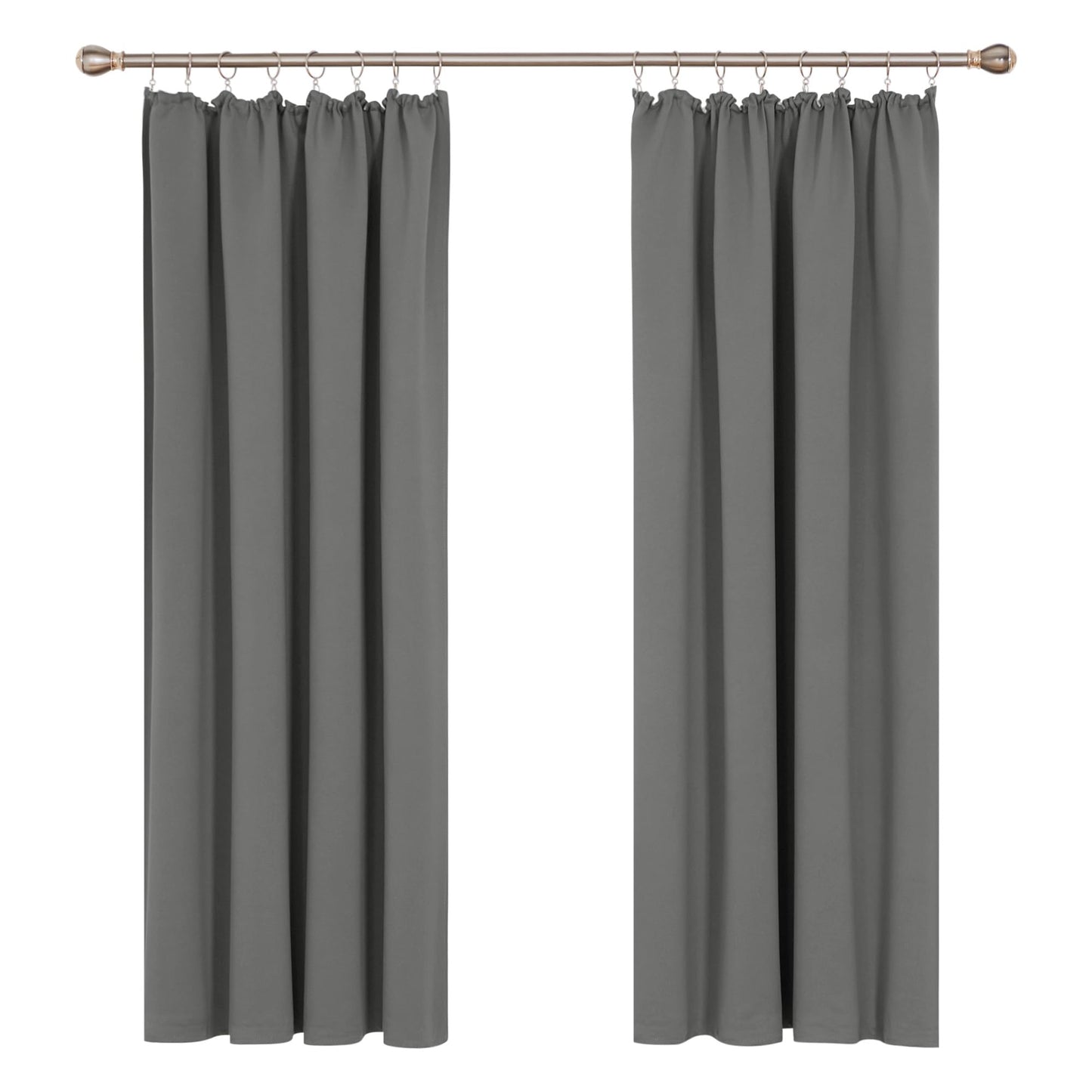 Deconovo Grey Curtains Pencil Pleat, Thermal Insulated Energy Saving Blackout Curtains for Bedroom, 66 x 54 Inch, Light Grey, 2 Panels W66 x L54