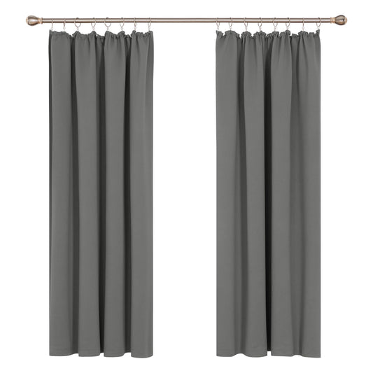 Deconovo Grey Curtains Pencil Pleat, Thermal Insulated Energy Saving Blackout Curtains for Bedroom, 66 x 54 Inch, Light Grey, 2 Panels W66 x L54