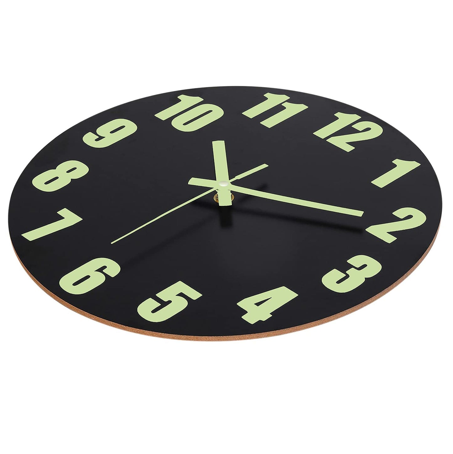 DIYZON Luminous Wall Clock, 16'' Wooden Wall Clocks with Silent Movement and Glowing up Function, No Glass Village Wall Clock Decorative Bedroom, Kitchen, Office, Battery Operated Black 16 Inch