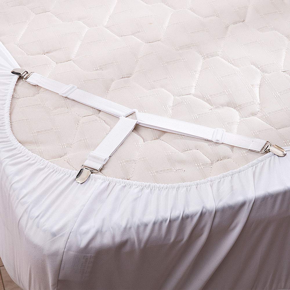 Felly Bed Sheet Clips 4 Pack Triangle Bed Sheet Straps Fasteners Set 3 Ways Mattress Corner Suspenders Grippers Holders White