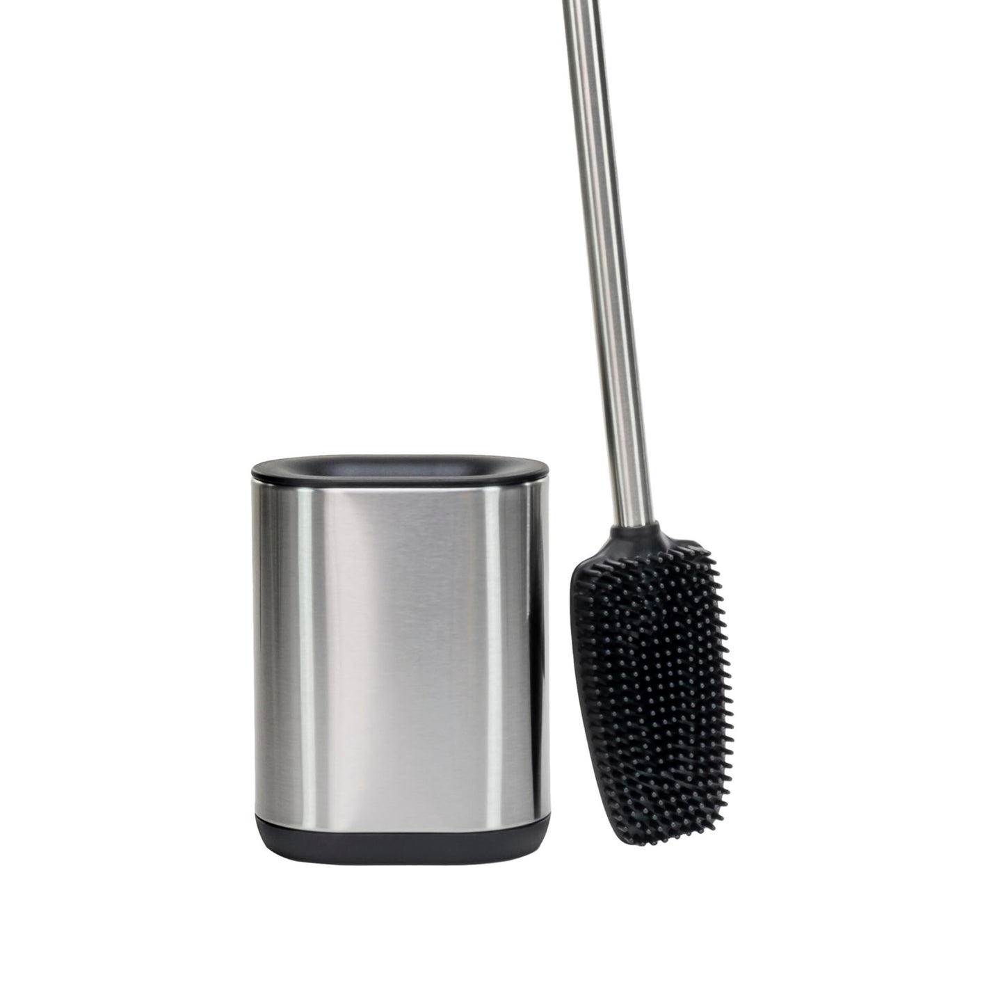 Erreke Stainless Steel Toilet Brush with Holder, Flexible Silicone, Modern and Elegant, Improved Hygiene, Anti-Fingerprint (Silver) Silver