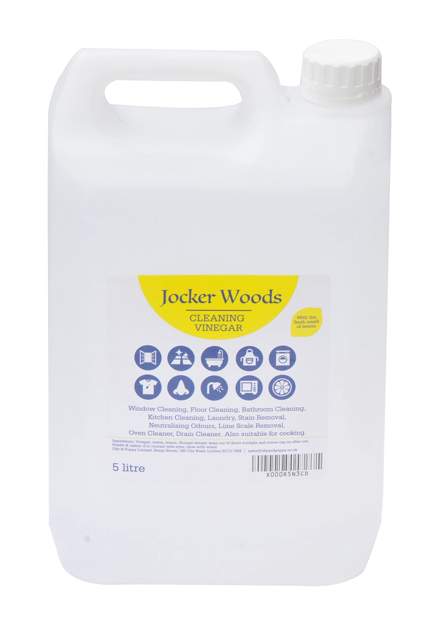 Pack of 2 (2x5 Litre) Jocker Woods Cleaning Vinegar with The Fresh Smell of Lemon 5 l (Pack of 2)