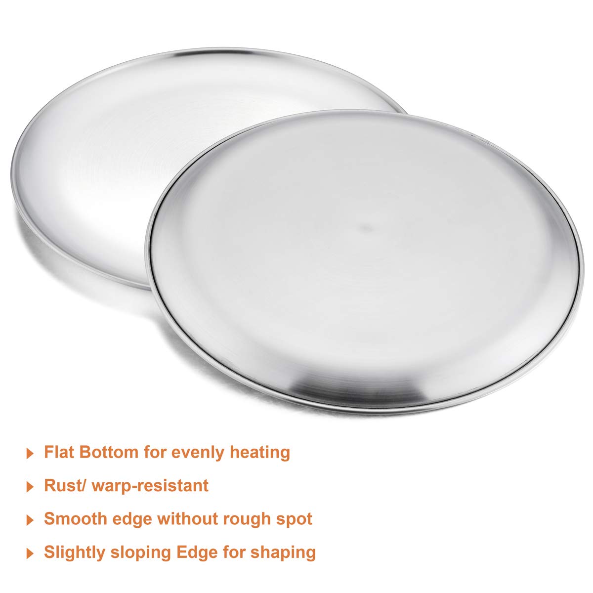 HaWare Pizza Baking Tray Set of 2, 12 inch Stainless Steel Pizza Pan Oven Tray, Round Baking Sheet, Less-Stick, Non Toxic & Healthy, Heavy Duty & Dishwasher Safe 30cm