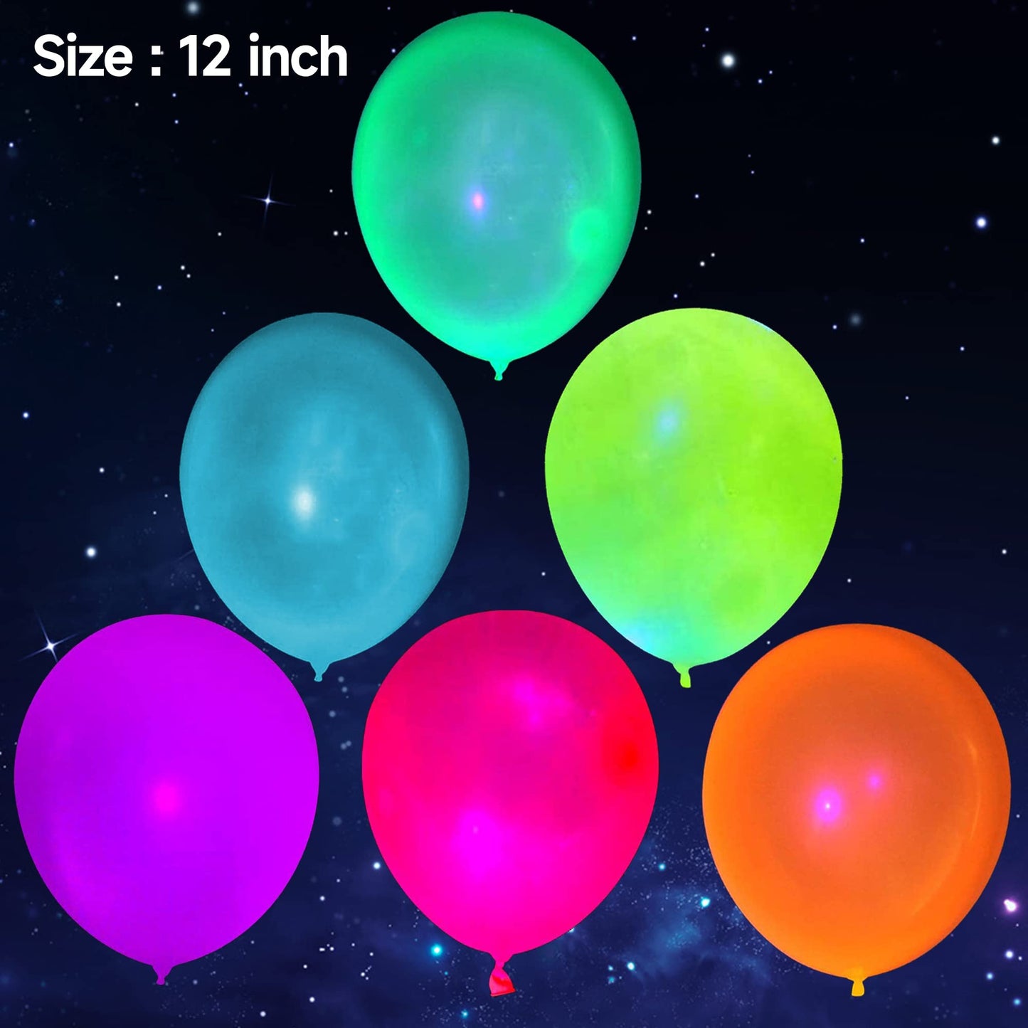 300 Pcs UV Neon Balloons,Neon Glow Party Balloons UV Black Light Balloons Glow in the dark for Birthday Decorations Wedding Glow Party Supplies Blacklight Reactive Fluorescent Balloons 300PCS