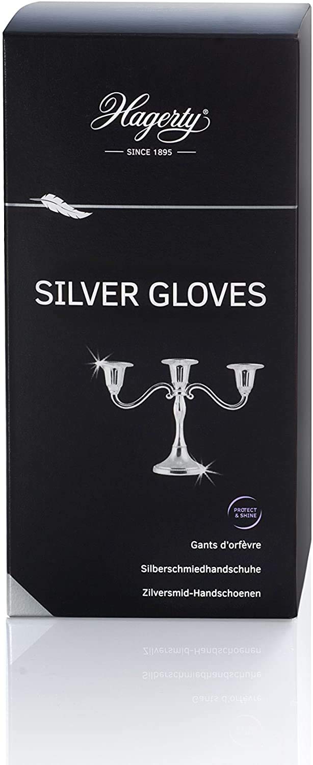 Hagerty Silver Gloves Silver cleaning gloves with tarnish protection 1 pair I Impregnated cotton polishing gloves I Practical silver gloves for cleaning silver and silver-plated metal