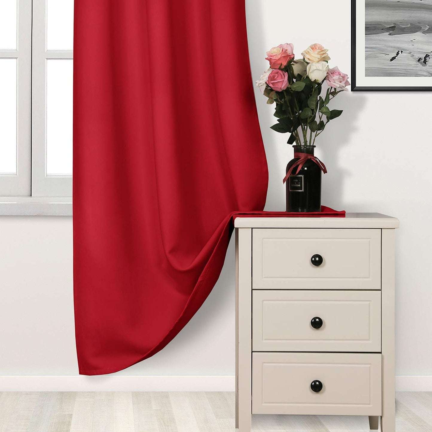 DWCN Blackout Curtains for Bedroom - Thermal Insulated Light Blocking Eyelet Window Curtains for Living Room 46 x 54 inch Length，Red，2 Panels 46"x 54" Red