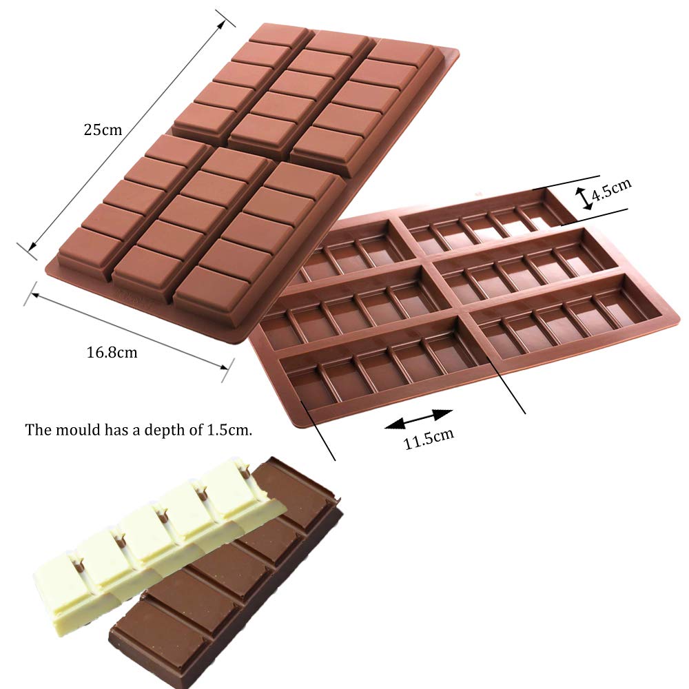 Silicone Moulds Chocolate Bar Sweet Moulds Candy Moulds Jelly Moulds Rectangle Baking Silicon Bakeware Mold Shape Soap Wax Melts Flexible Baking Mould (6 Cell 5 Section) 6 Cell 5 Section