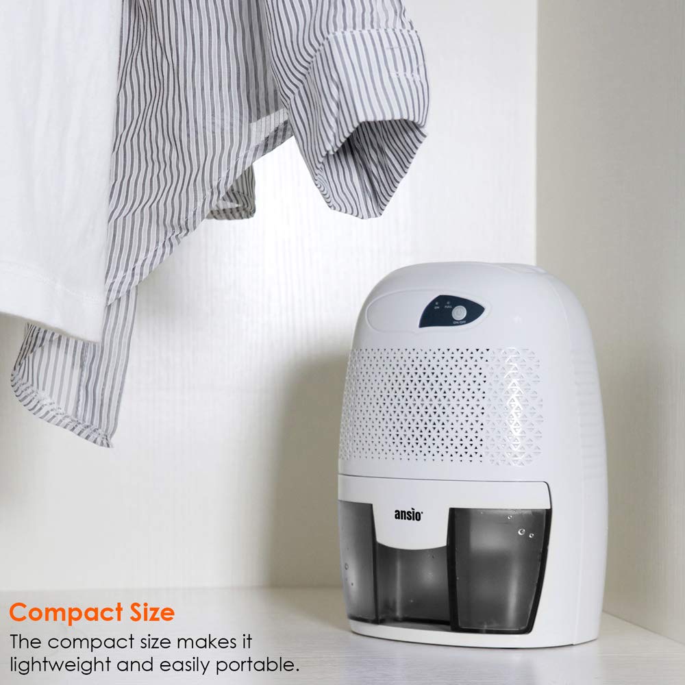 ANSIO Dehumidifier 500ml Compact and Portable Mini Air Dehumidifier for Damp, Mould, Moisture in Home, Kitchen, Bedroom, Caravan, Office, Garage, Bathroom, Basement