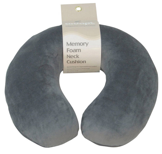 Aidapt Memory Foam Moulded Pressure Relief Neck Cushion Comfort and Posture, Ideal for Travel Supports the Head, Neck and Chin when Sleeping use for Plane, Train or Car Journeys Travel Pillow In Grey