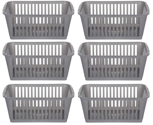 25 cm Silver Plastic Handy Basket Storage Basket - Pack of 6 1