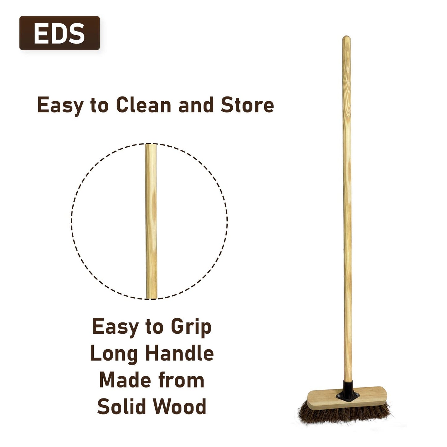 10” Garden Broom Outdoor with Wooden Handle Natural Stiff Bassine Hard Bristle Broom with Durable Support Bracket Yard Brush Heavy Duty Broom Outdoor Stiff Sweeping Yard Brush (Pack of 1) Stiff Natural Bassine Bristles Pack of 1