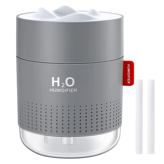 Humidifiers for Home Bedroom, 500ML Cool Mist Humidifier with Night Light, Waterless Auto-Off, Whisper-Quiet Air Humidifier, Up to 10-16 Hours Continuous Use, for Baby Bedroom, Plants, Office Grey