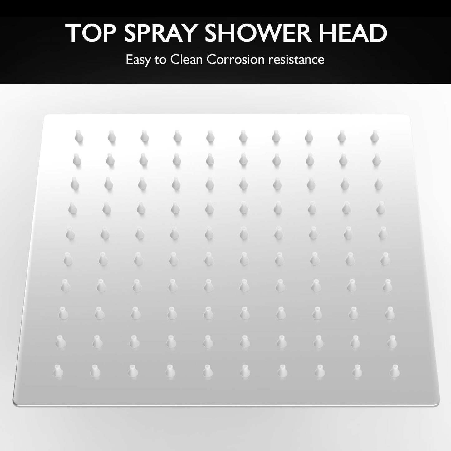 Qliver Square Rain Shower Head, 8 inch Large Top Spray Showerhead, 304 Stainless Steel Ultra Thin Powerful High-Pressure Bathroom Shower Head 8 inch Chrome Finish