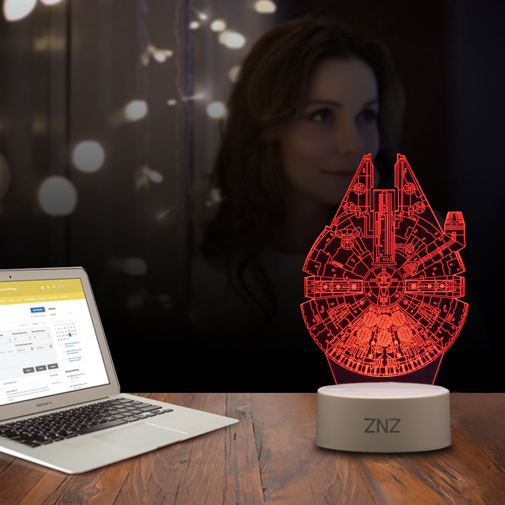 3D Star Wars Lamp, ZNZ LED Optical Illusion Night Light, 16 Colors Changing Remote Touch Mood Lamp - Perfect Christmas and Birthday Gifts for Kids Men Women and Star Wars Fans 0-star Wars