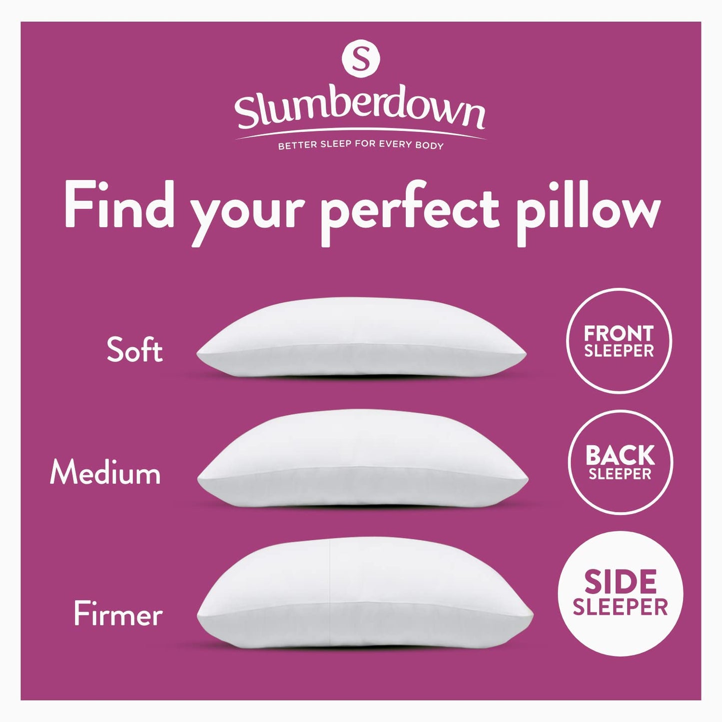 Slumberdown Feels-Like-Down Super Support Pillows 2 Pack - Firm Support Side Sleeper Pillows for Neck and Shoulder Pain Relief - Supportive, Hypoallergenic, UK Standard Size (48cm x 74cm) Super Support - Feels Like Down