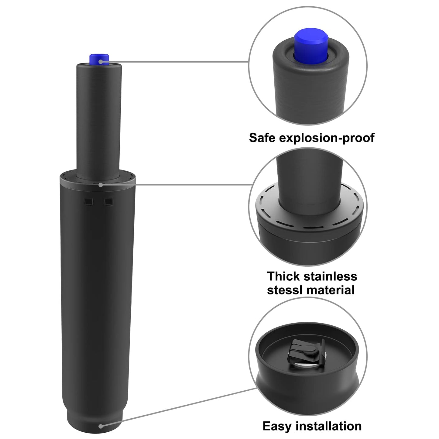 6" Long Stroke Office Chair Gas Lift Cylinder Pneumatic Shock Longest Heavy Duty Replacement For Tall Person (GasLift160_UK)