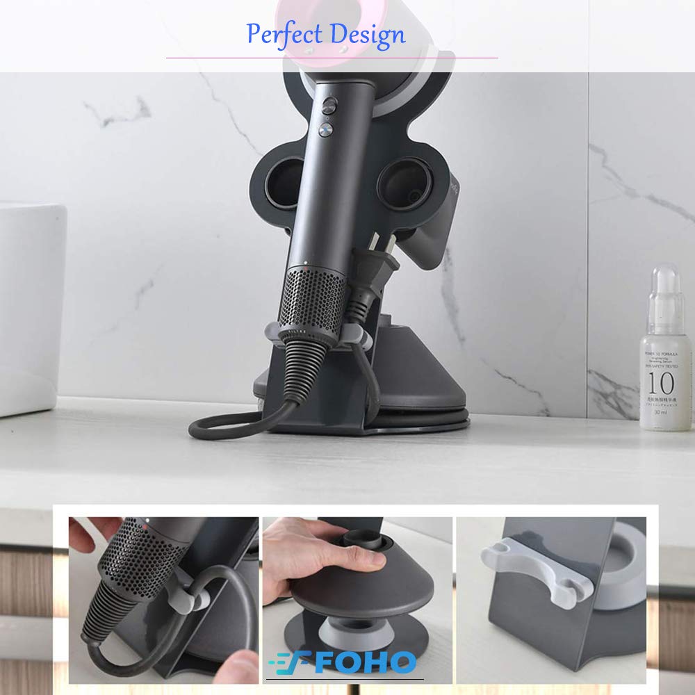 Foho Hair Dryer Holder Stand for Dyson Supersonic Hairdryer, Aluminum Alloy Stand Power Plug Holder, Bathroom Organizer for Dyson Hair Dryer Care Tools